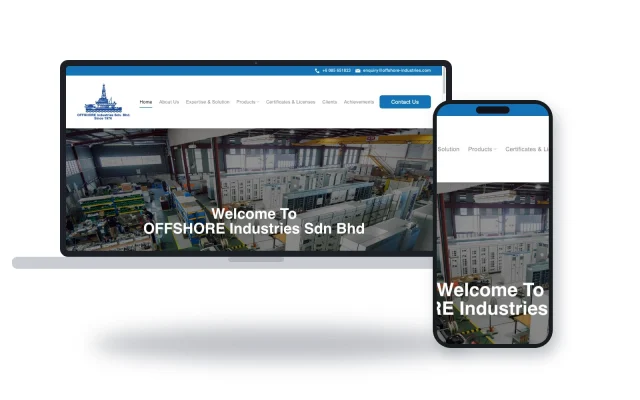 OFFSHORE Industries website mockup on desktop and mobile